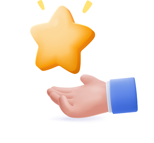 Dłoń podtrzymująca gwiazdę – ilustracja 3D